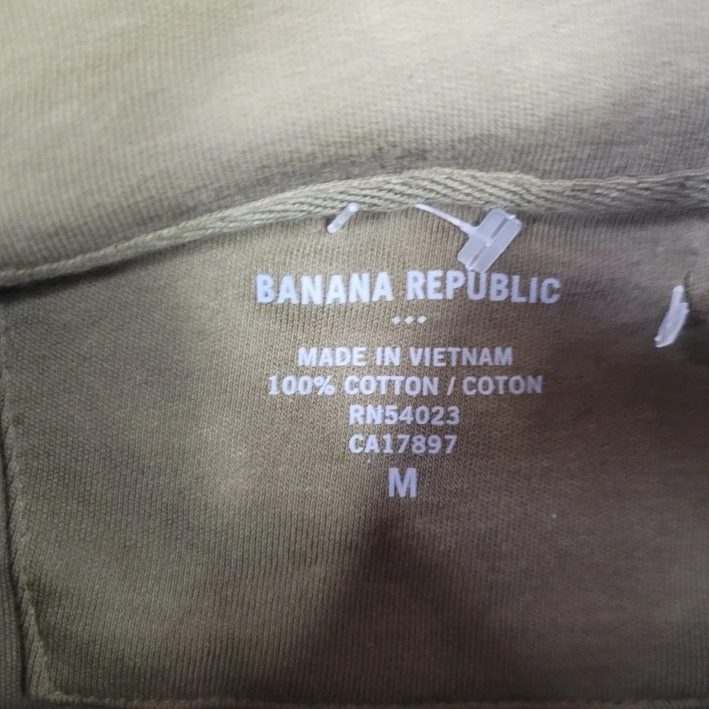 Banana Republic 1/4 Button Sweater Mens M Green Pullover Mock Neck Preppy